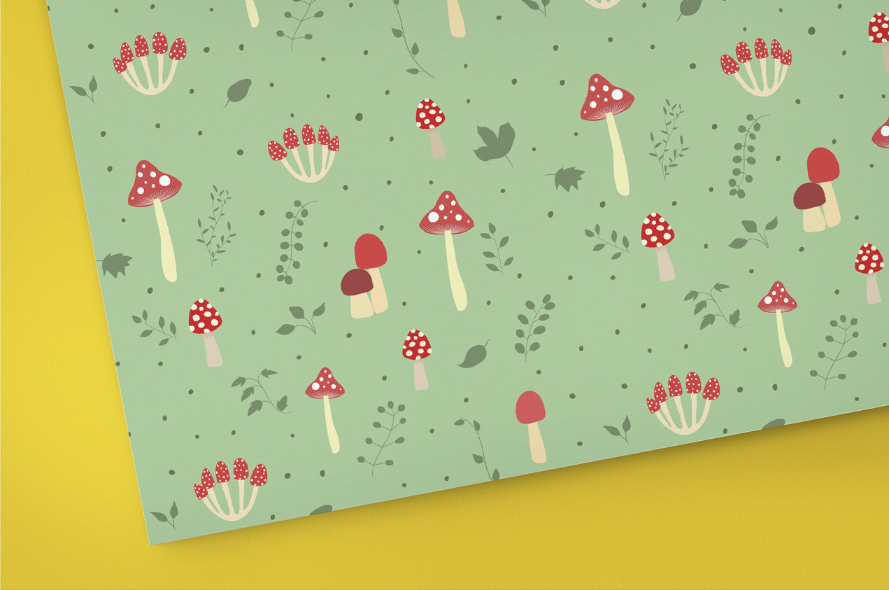 Cottagecore 🍄 MUSHROOMS - Digital Scrapbook Paper - 12x12" / 3600x3600 px *400dpi*