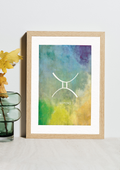 Gemini Zodiac Watercolour Art Print