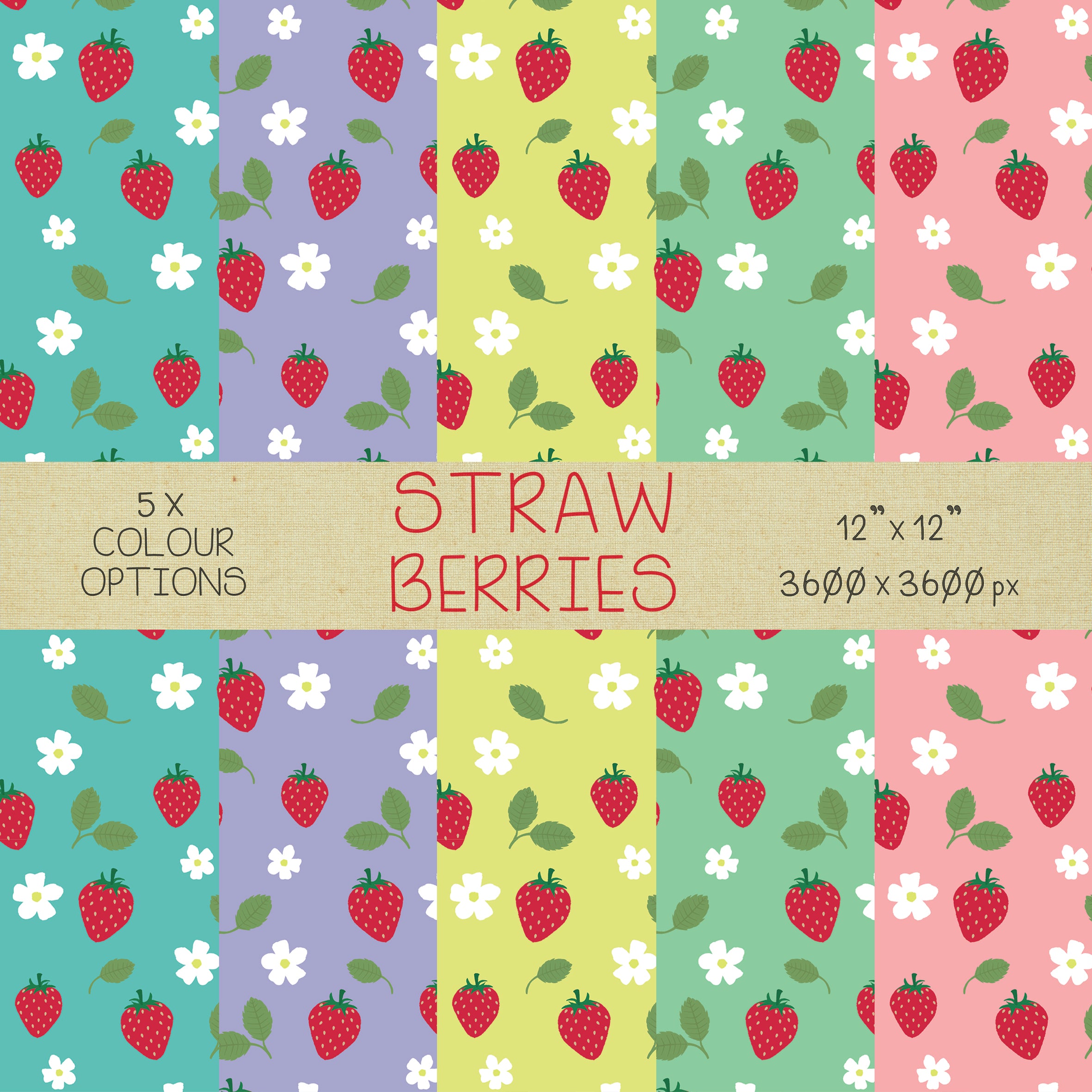 Cottagecore 🍓 STRAWBERRIES - Digital Scrapbook Paper - 12x12" / 3600x3600 px *300dpi*