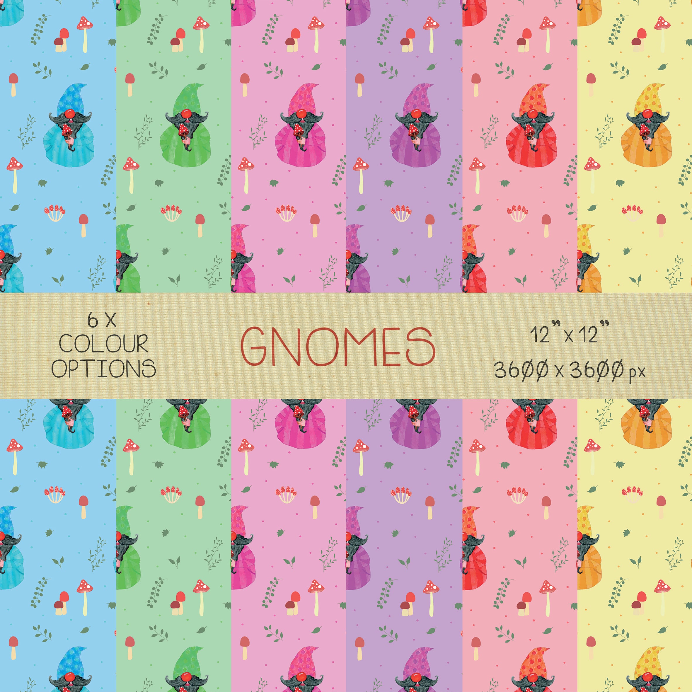 Cottagecore 🧙 GNOMES - Digital Scrapbook Paper - 12x12" / 3600x3600 px *400dpi*